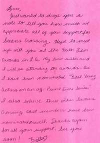 Brittany Daniel - letter to fans of Swans Crossing